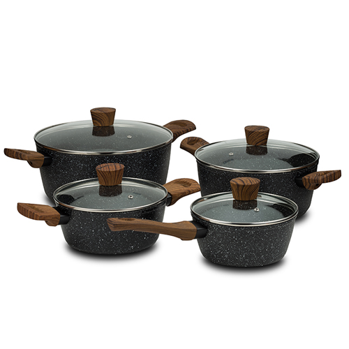 Set di casseruole e pentolino bollilatte Nature 20cm, 24cm, 28cm e 18cm di  NAVA con rivestimento in pietra antiaderente