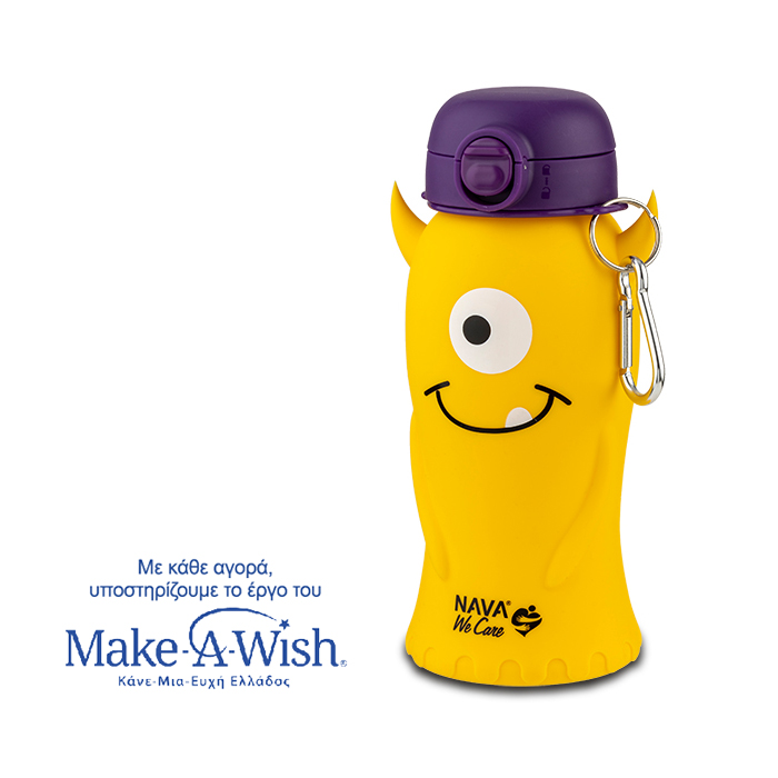 silicon-water-bottle-we care-yellow-monster-500ml